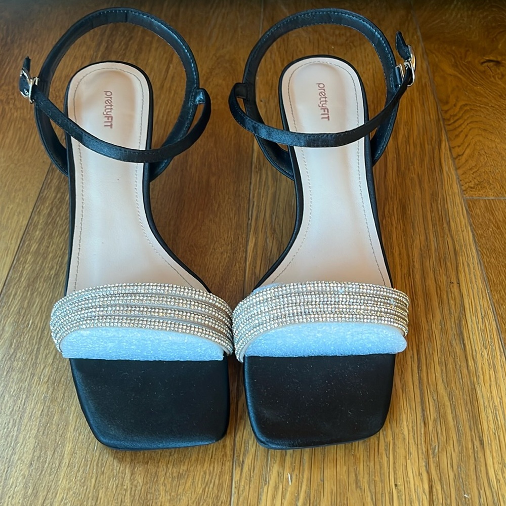 Kitten heel diamanté sandals